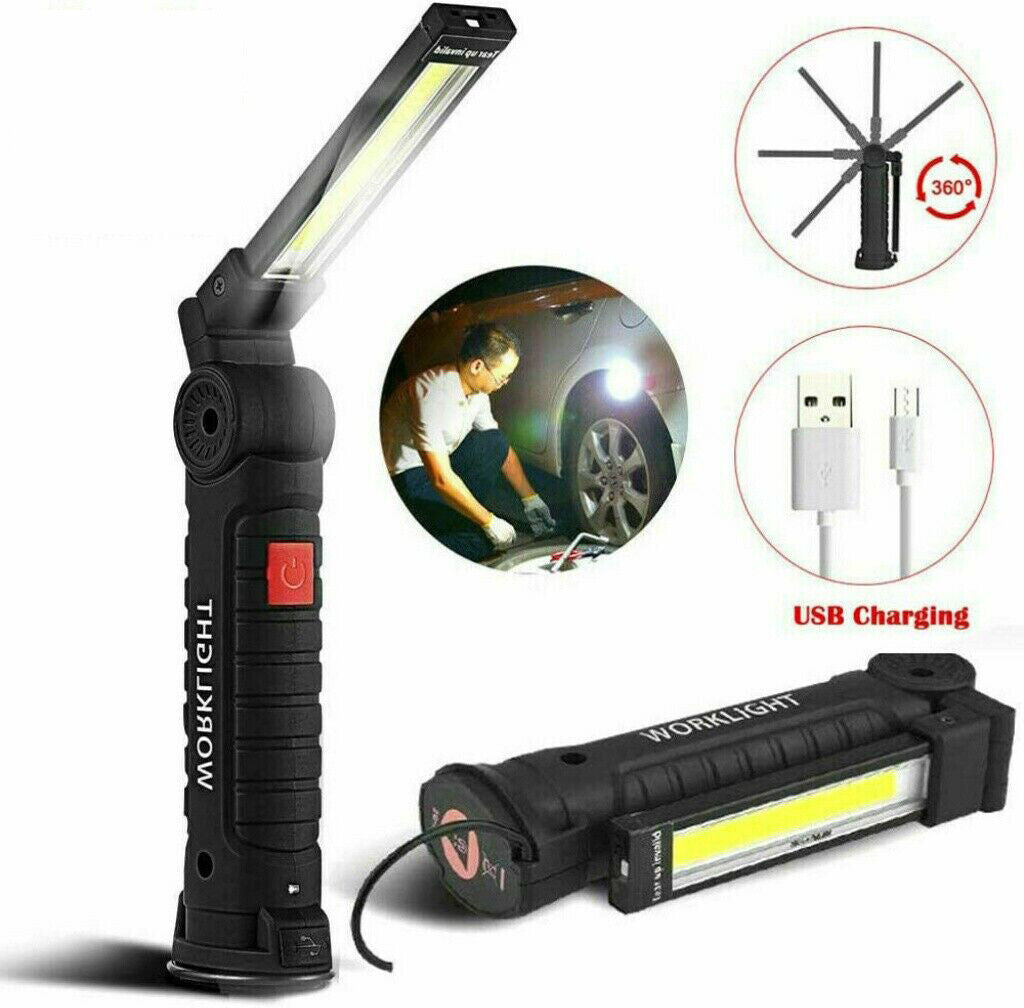 Portable COB LED Work Light Car Garage Mechanic USB Rechargeable Torch Lamp AUS