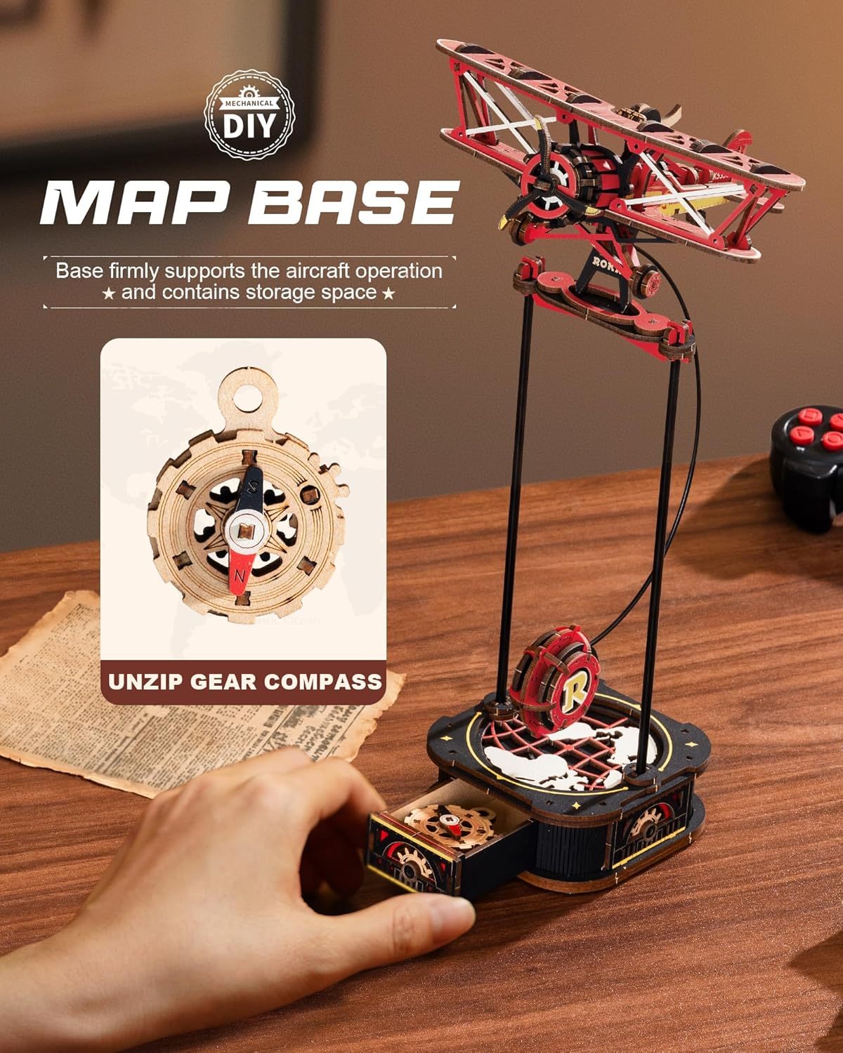 ROKR 3D Wooden Puzzle Kit - Gravity Swing Series Gladiator Fighter With Moving Mechanism, Challenging DIY Building Project For Adult Model Enthusiasts