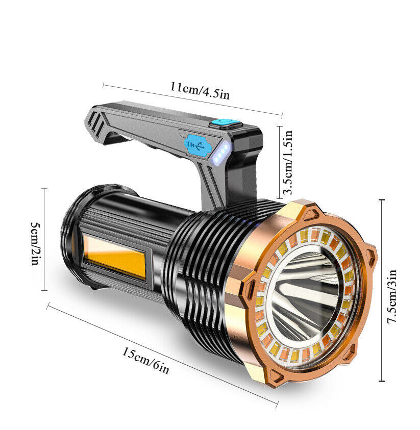 Most Powerful 1200000lm LED Flashlight Super Bright Torch Lamp USB Rechargeable