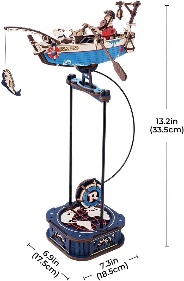 ROKR 3D Wooden Puzzle Kit - Gravity Swing Series Gladiator Fighter With Moving Mechanism, Challenging DIY Building Project For Adult Model Enthusiasts