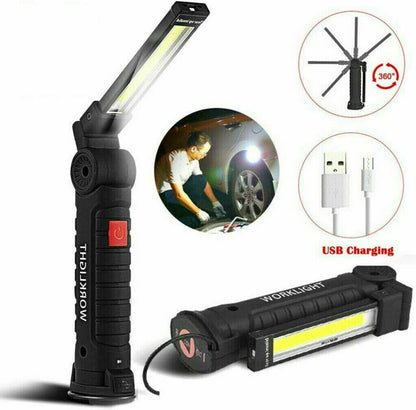 Portable COB LED Work Light Car Garage Mechanic USB Rechargeable Torch Lamp AUS