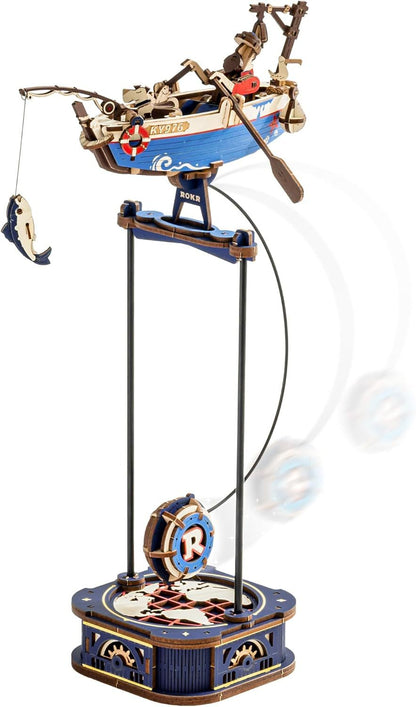 ROKR 3D Wooden Puzzle Kit - Gravity Swing Series Gladiator Fighter With Moving Mechanism, Challenging DIY Building Project For Adult Model Enthusiasts