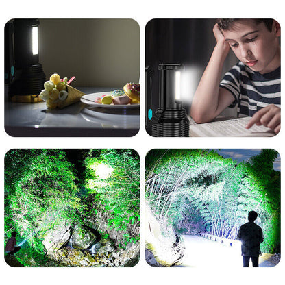 Most Powerful 1200000lm LED Flashlight Super Bright Torch Lamp USB Rechargeable