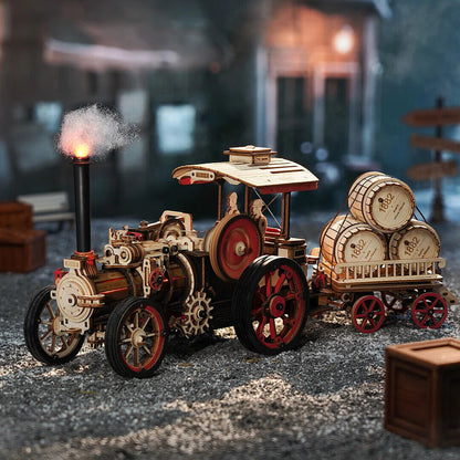 ROKR 3D Wooden Puzzle Car Model Steam Engine Mechanical Teens Kids Birthday Gift