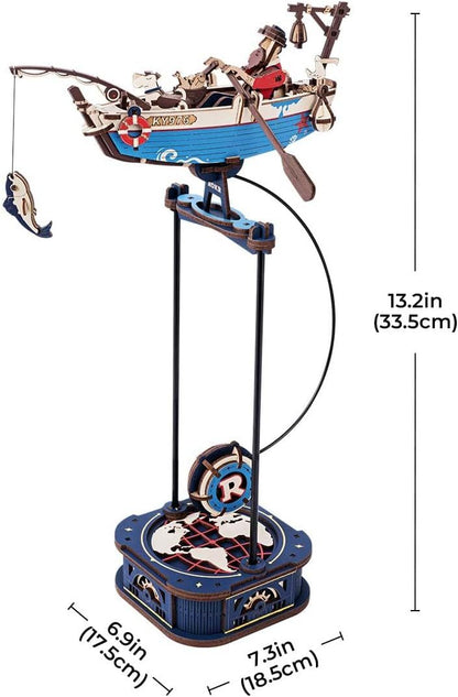 ROKR 3D Wooden Puzzle Kit - Gravity Swing Series Gladiator Fighter With Moving Mechanism, Challenging DIY Building Project For Adult Model Enthusiasts
