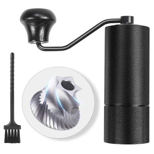 TRINIDa Manual Coffee Grinder Premium 420 SUS CNC 38mm Stainless Steel Burr Coffee Bean Grinder Adjustable Small Burr Coffee Bean Grinders for Camping and Travelling